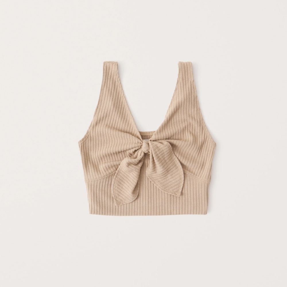Abercrombie Nude Tie Front Crop Top